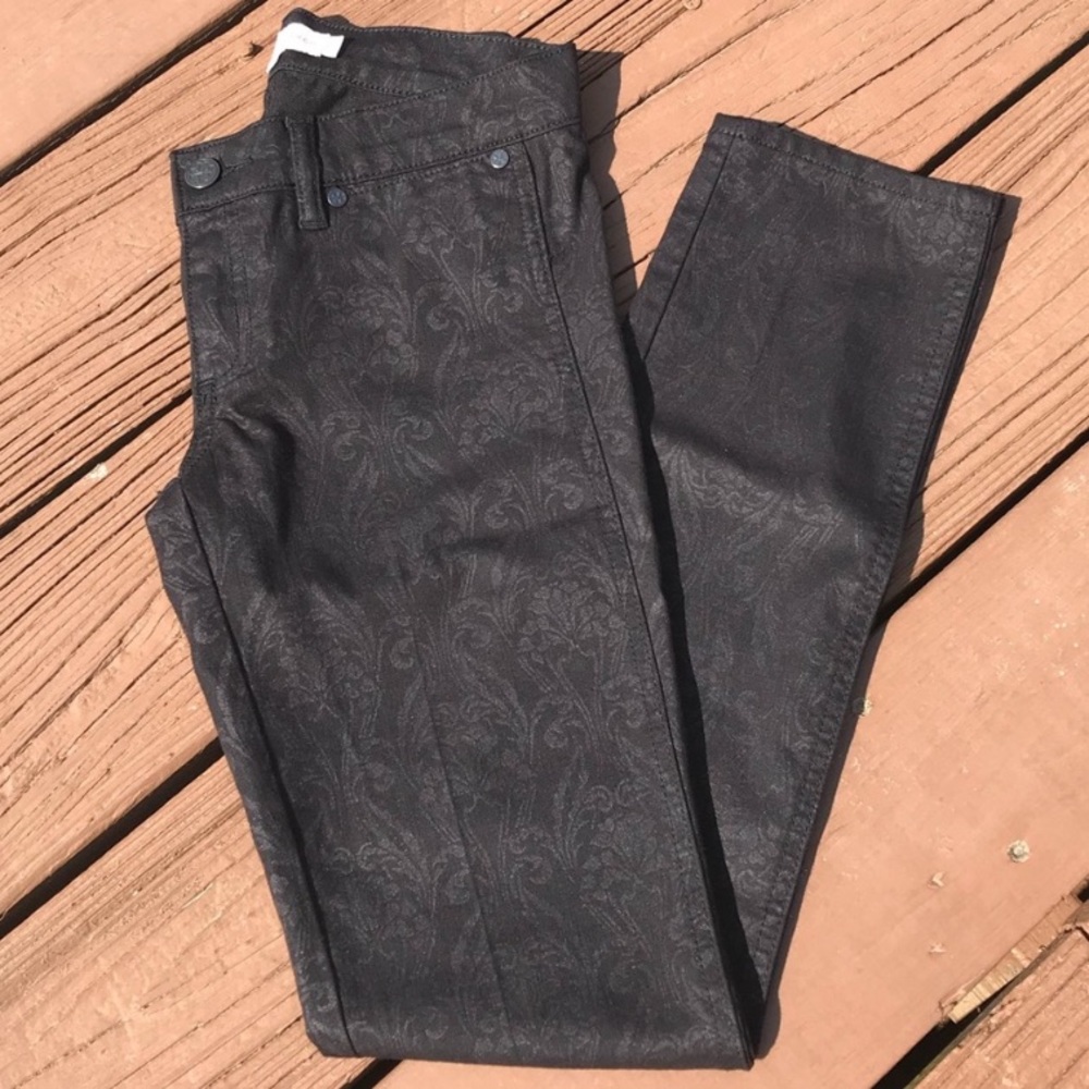 Tory Burch Honour Black Printed Skinny Jeans 24 - Picture 2 of 7
